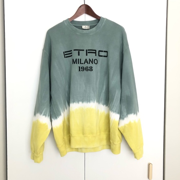 Etro unisex Degrade diy tie oversized Etro Milano 1968 sweatshirt yellow sage - Picture 4 of 13